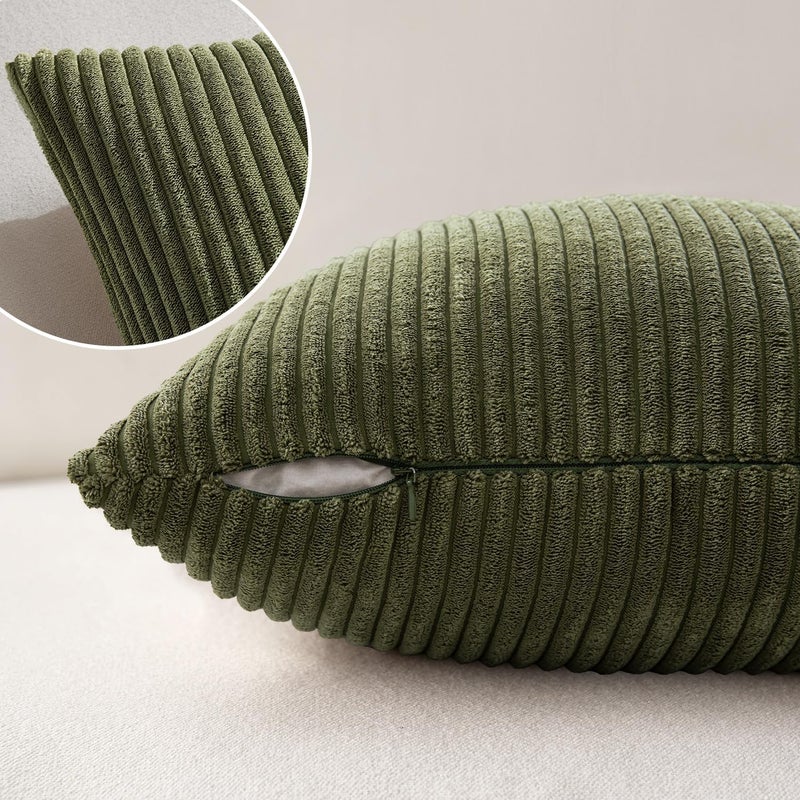 MIULEE Pack of 2 Pillow Covers Soft Soild Decorative Square Throw Pillow Covers Set Cushion Cases Pillowcases for Sofa Bedroom Car 18 x 18 Inch 45 x 45 Cm Olive Green - Image 5